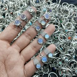 10 pcs opalite gemstone silver plated casting rings, wholesale rings, brass plated rings, casting rings