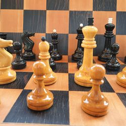 Weighted Soviet chess figures Grandmaster 11 cm king - vintage tournament chess pieces set USSR