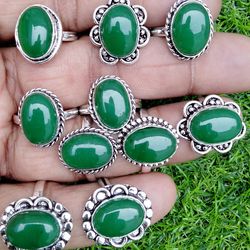 10 pcs green onyx gemstone silver plated designer rings, wholesale ring, brass plated onyx rings, fashion rings for mom