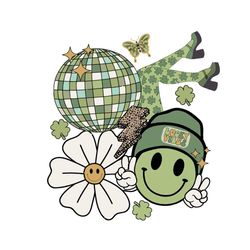 lucky vibes shamrock smiley face disco ball svg cutting files