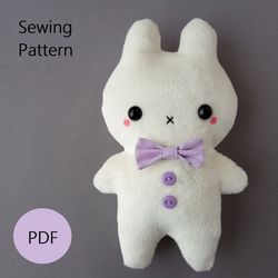Bunny Plush Toy Sewing Pattern And Easy DIY Tutorial (in two sizes), Stuffed Animal Pattern PDF