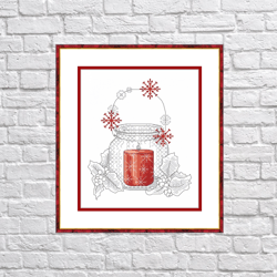 christmas candle - cross stitch pdf digital pattern