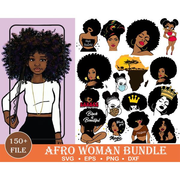 100 Afro Woman SVG, Afro Girl Svg, Afro Queen Svg, Afro Lady - Inspire  Uplift