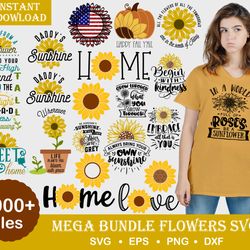 1000 SUNFLOWER SVG, PNG Bundle, Sunflower svg, half sunflower svg, sunflower monogram, sunflower quote svg, Cricut, Comm