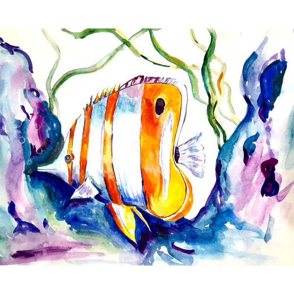 fish, fish, underwater world, watercolor, on paper, illustration, poster, painting for children, gift.png