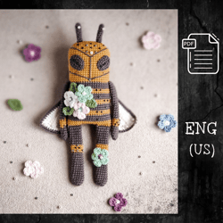 crochet bee pattern / crochet bumble bee / bee amigurumi / crochet honey bee / digital file in english