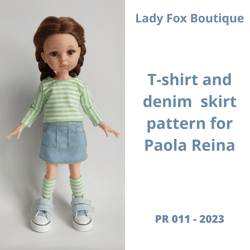 T-shirt and skirt pattern for Paola Reina dolls