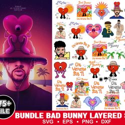 175 Bad Bunny SVG, Yo Perreo Sola, Instant Download, PNG, Cut File, Cricut, Silhouette, Bundle, EPS, Dxf, Pdf, El Conejo