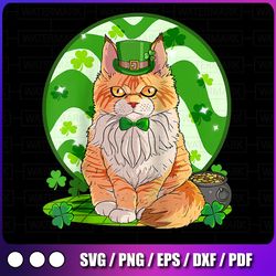 maine coon cat lucky png, leprechaun st. patricks day png, patrick's day png, st patrick's day png, sublimation design