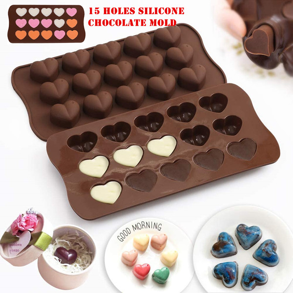 15 Holes Love Heart Shaped Silicone moldChocolate Mold Reusa