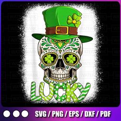 lucky skull png, leprechaun sugar skull png, st patrick bleached skull png, skull flower st patrick's day png
