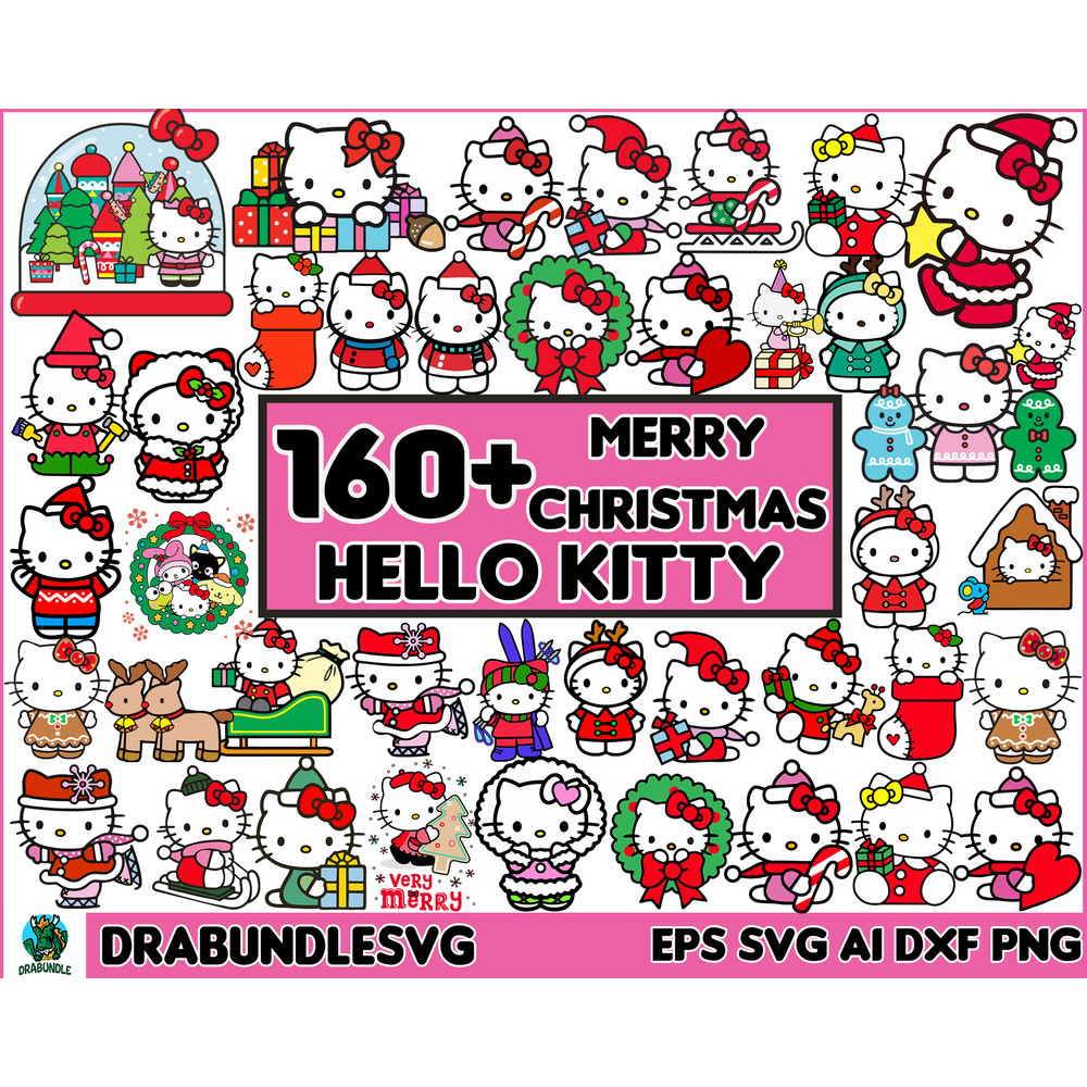 160 Hello Kitty Christmas Svg, Hello Kitty Svg, Christmas Kitty Svg, Hello Kitty Christmas Svg, Jack Skellington, Christmas Svg Instant Download.jpg
