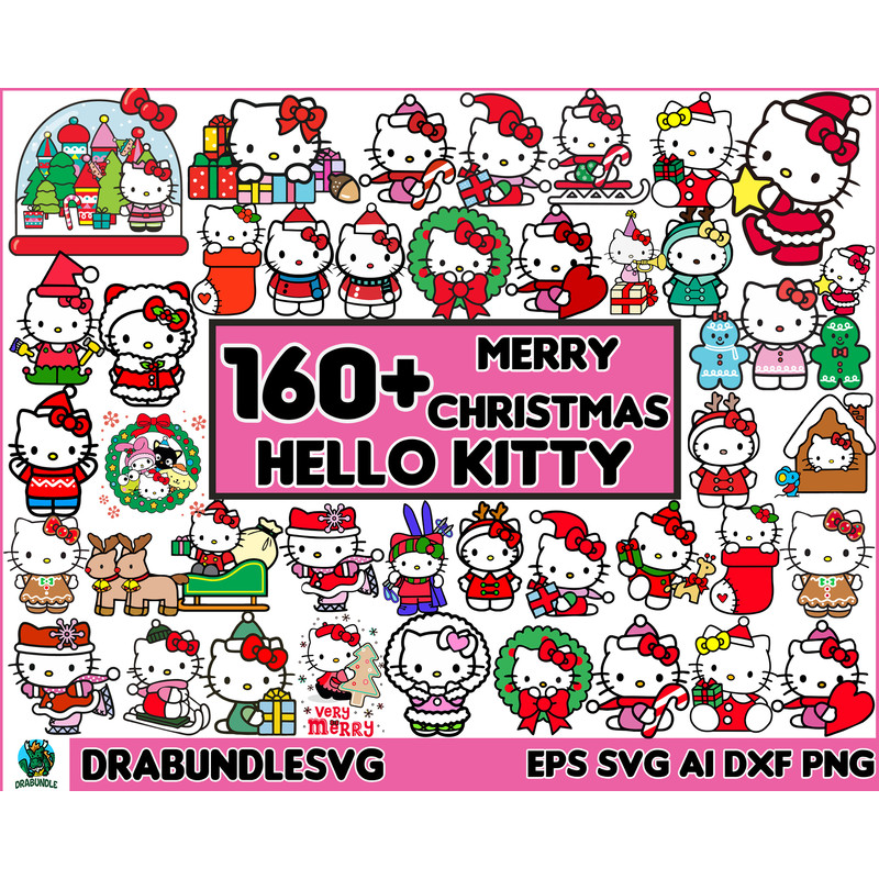 160 Hello Kitty Christmas Svg, Hello Kitty Svg, Christmas Kitty Svg, Hello Kitty Christmas Svg, Jack Skellington, Christmas Svg Instant Download.jpg