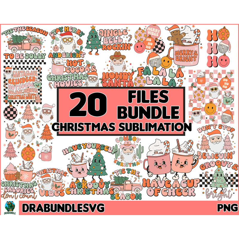 20 Retro Christmas Sublimation, Christmas Png, Christmas Tshirt, Sublimation, Cowboy Santa SVG, Santa png, Retro Christmas png, Tis the season Instant Download.