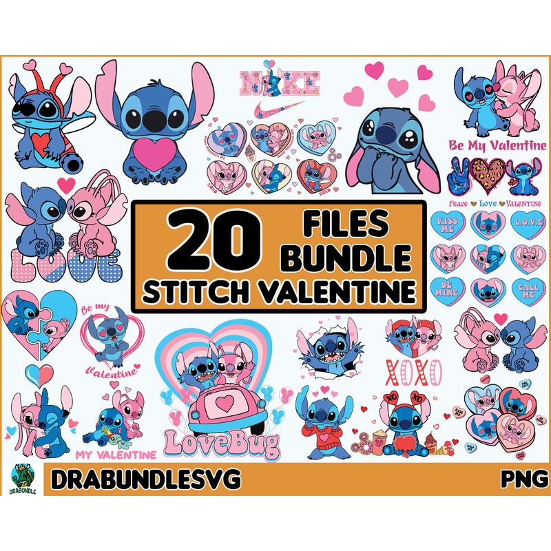 20 Stitch Valentine Svg, Stitch Svg, Lilo and stitch svg, Love svg, Valentines Day svg, Stitch png, Valentine stitch svg, Cricut, SVG,PNG High Quality Instant D