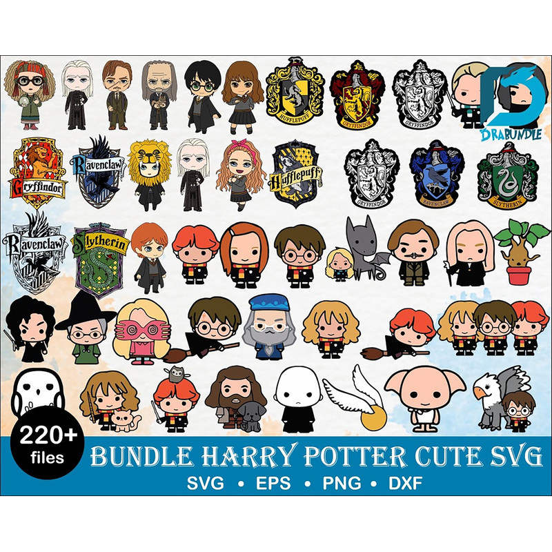 220 Harry Potter Cute bundle svg, png, dxf, eps, cute wizard svg bundle for cricut and print, High quality, Instant download.jpg
