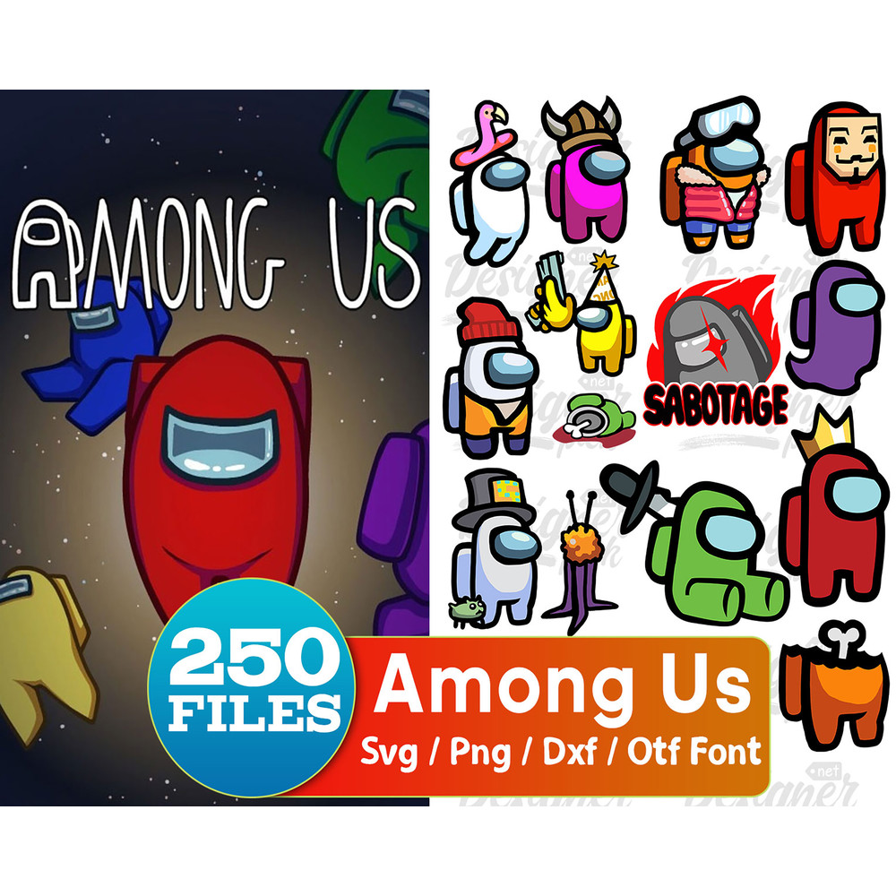 250 Among Us Birthday bundle, Among Us layered SVG_PNG clipart, Among Us svg cutting files for cricut silhouette, Among Us Party,Among Us Pumpkin ,Merry sus mas