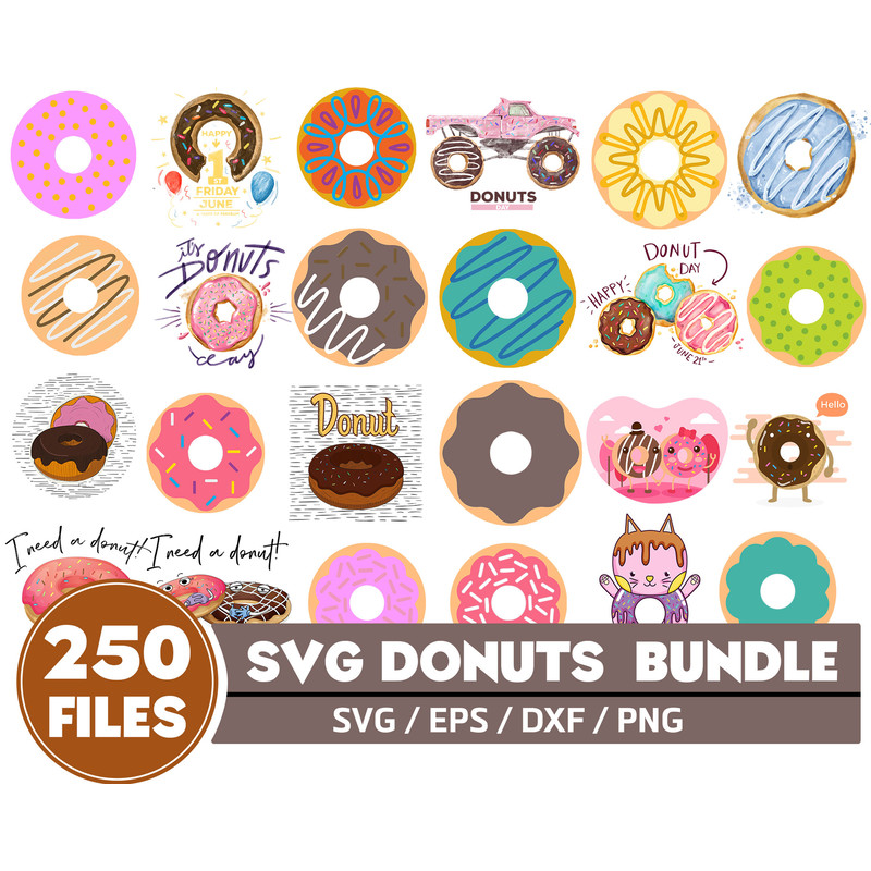 250 Donut SVG Bundle, Donut Svg , Donut Cricut ,Donut Clipart , Donut PNG Jpg Dxf, Instant download .jpg