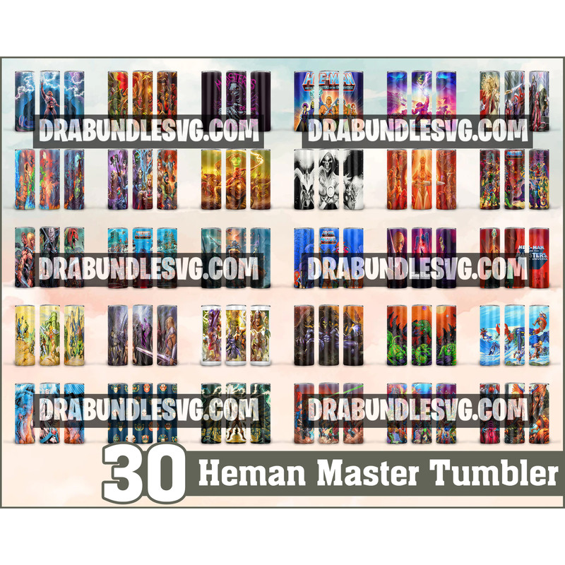 30 Cartoon 20oz Skinny Straight & Tapered, Template for Sublimation, Full Tumbler Wrap, PNG Digital Download.jpg