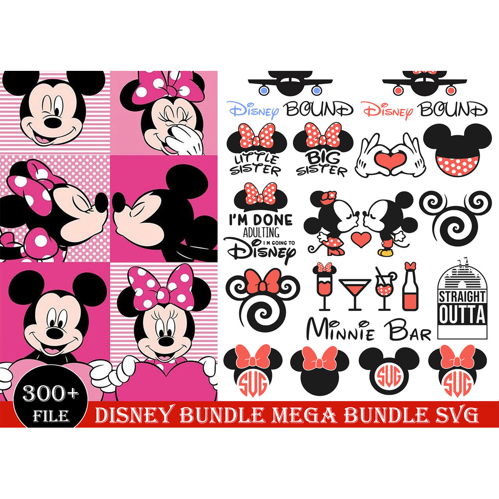 300 Mickey SVG, Minnie SVG, Mickey Mouse Svg, Minnie Mouse Svg, Family Vacation Svg, For Cricut, For Silhouette, Cut File, Dxf, Png, Svg.jpg