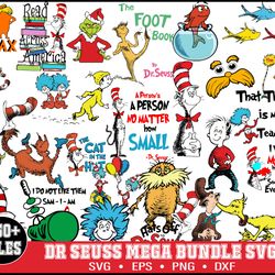360 dr seuss svg bundle, cat in the hat svg, dr seuss hat svg,green eggs and ham svg, dr seuss for teachers svg, lorax s