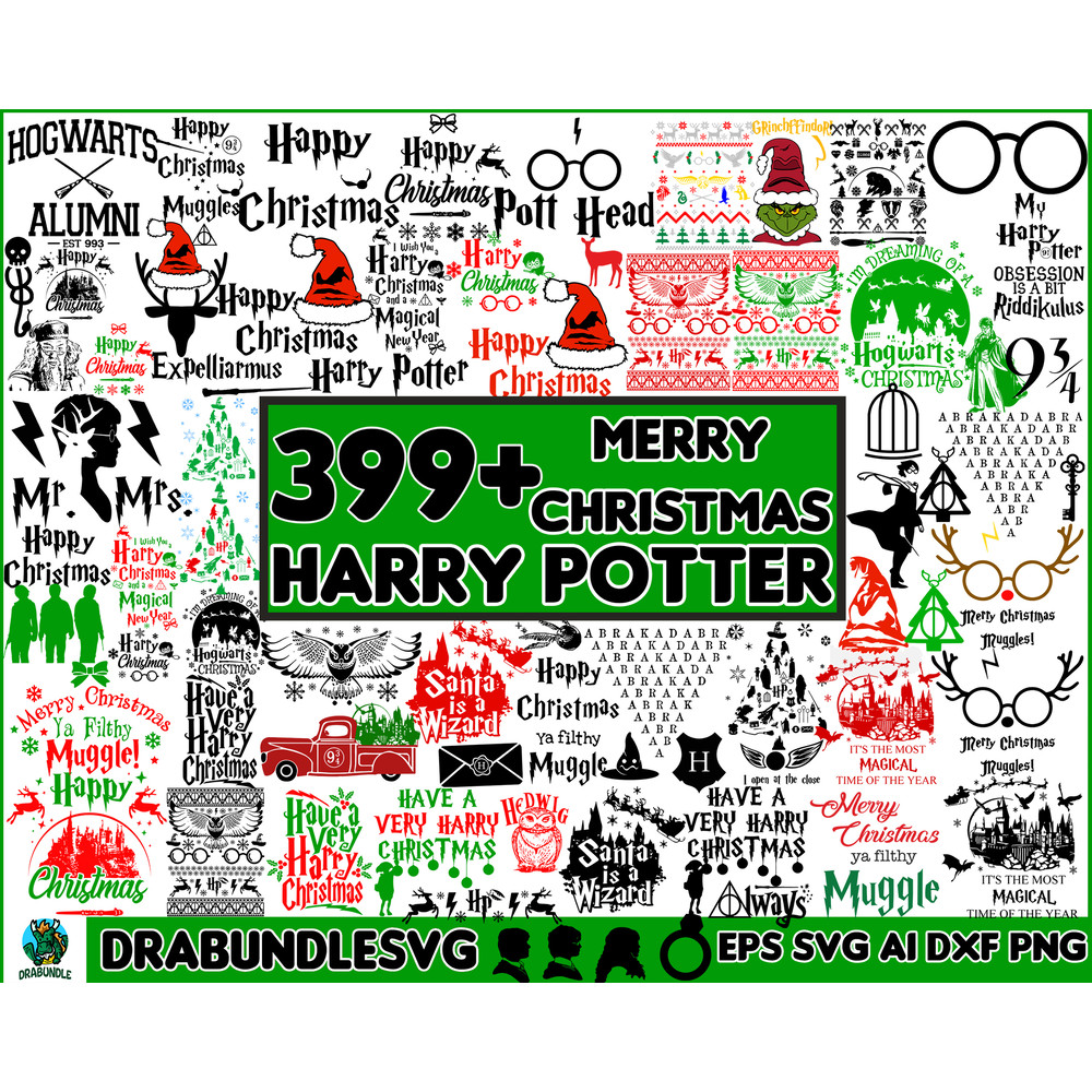 399 Harry Christmas Svg Bundle, Christmas ornament svg, Winter svg, Santa SVG, Holiday, Merry Christmas, Christmas Shirt, Cut File Cricut, Magic Svg Instant Dow