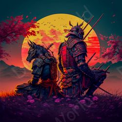 Art Design Samurai Together after Battle, Jpg Image