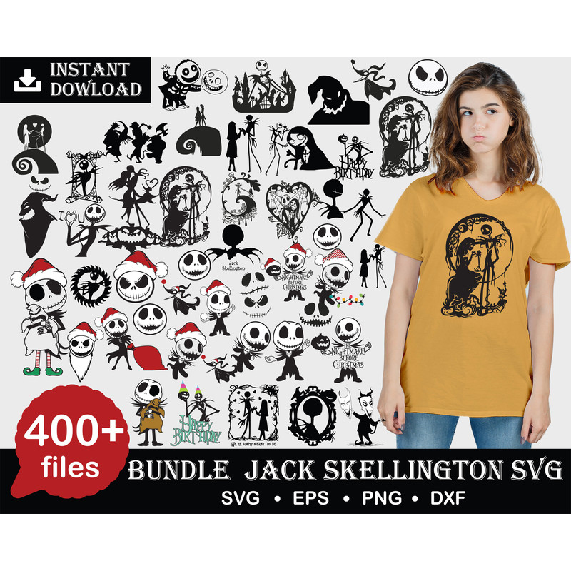 400 Jack Skellington SVG, Nightmare Before Christmas svg, Cartoon SVG, Nightmare svg, Jack and sally svg, Cricut cut files, Instant download.jpg