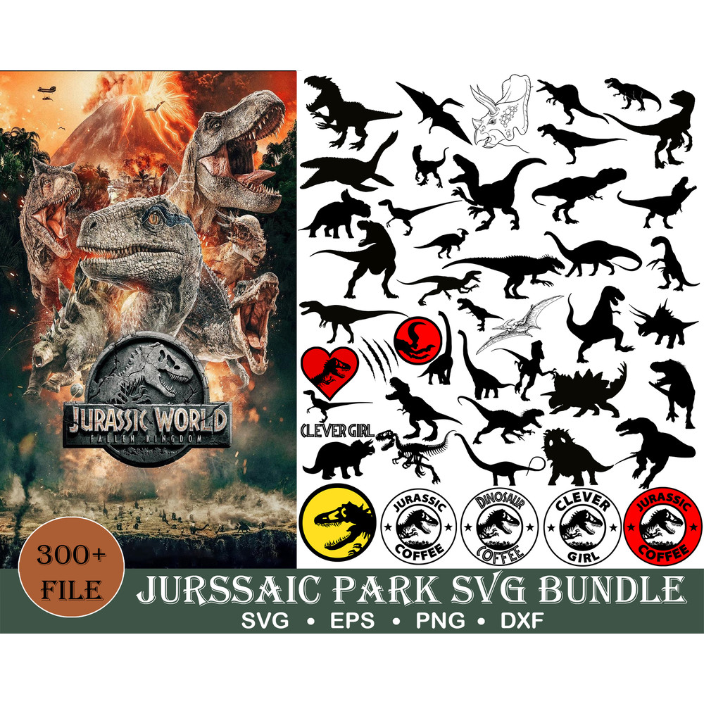 400 Jurassic Park Bundle svg, Jurassic Park svg, Dinosaur svg, Jurassic World svg, Cricut cut file.jpg