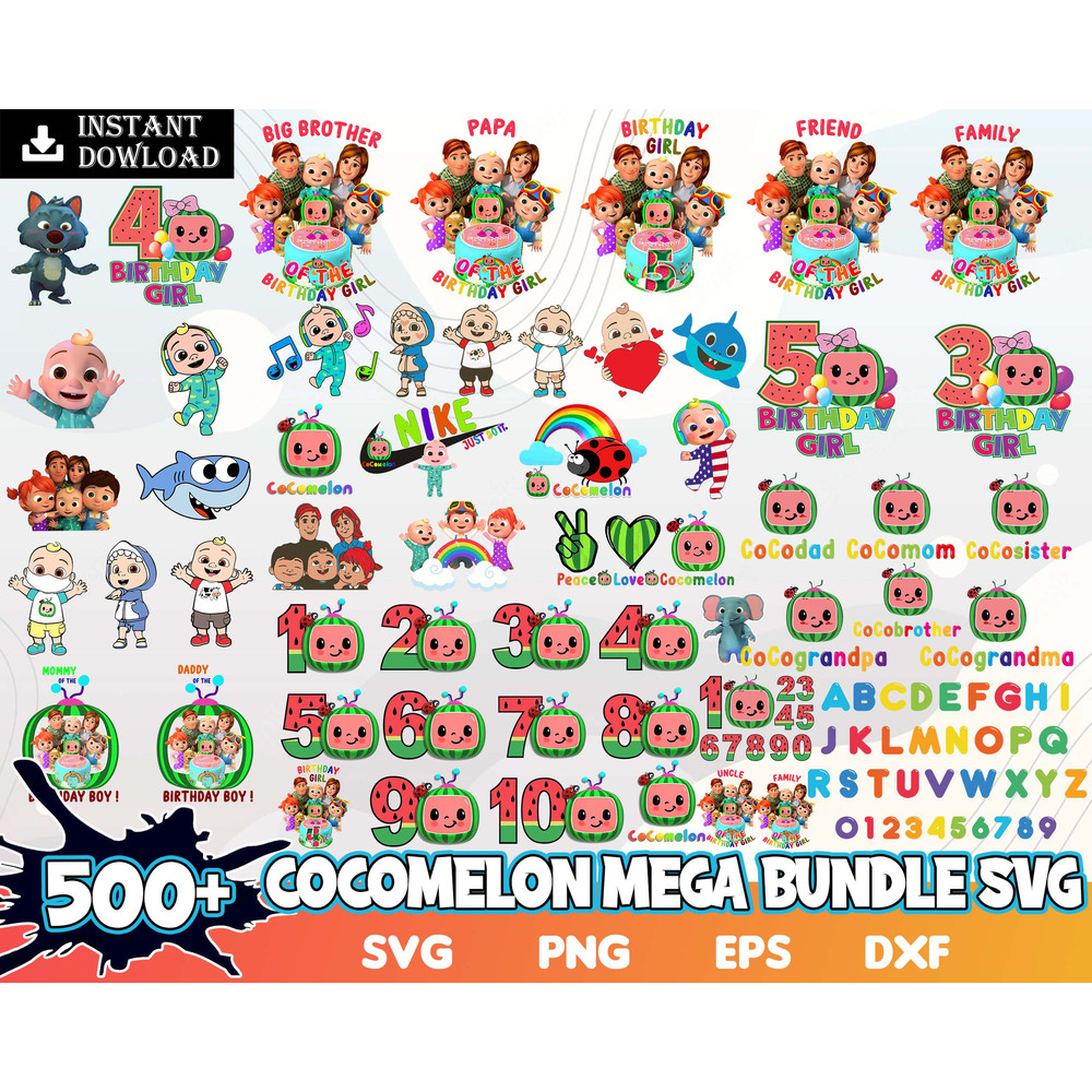 500 Cocomelon Svg Bundle, Cocomelon Png, Cocomelon, Cocomelon Birthday Svg, Cocomelon Invitation, Cocomelon Shirt, Cocomelon Party Decorations Instant Download.
