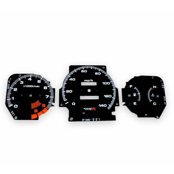 Gauge Faces Overlay kit Miles Type-R style for Honda Civic E - Inspire ...