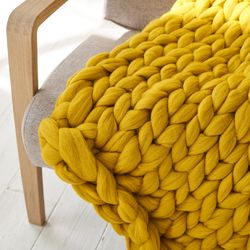chunky knit blanket merino wool giant arm knit blanket throw