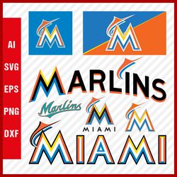 Miami Marlins Logo, Miami Marlins Svg Logo, Marlins Svg Cut Files, Miami Marlins Layered Svg for Cricut, Png Images