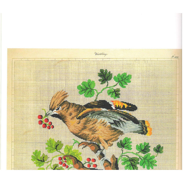 Vintage Cross Stitch Scheme Birds and berries