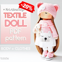 Digital PDF doll pattern NO instructions Handmade doll body and clothes patterns Rag doll PDF patterns Tilda doll DIY