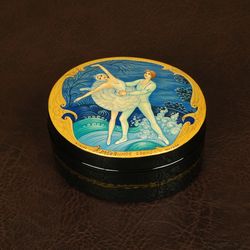 Swan Lake jewelry box ballet lacquer miniature painting art