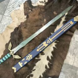 CUSTOM Hand Forged Stainless Steel the skyward link.s Master sword with scabbard- Costume Armor