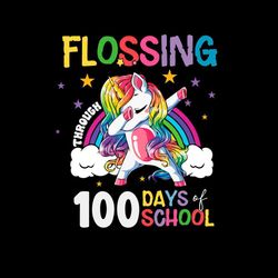 flossing through 100 days of school unicorn 100th magical days svg