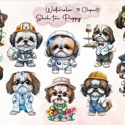 10 files of shih tzu puppy cliparts best design png digital files bundle