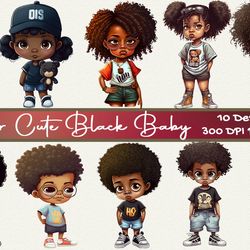 10 PNG Super Cute Black Baby PNG Melanin Baby Sublimation Design