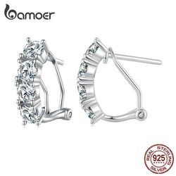 Bamoer 2.4CT Moissanite Ear Buckles 925 Sterling Silver Hoop Earrings