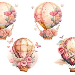 04 files of valentine hot air balloon png valentine balloon sublimation digital designs
