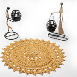 Stylish Round Gold Doily  | Crochet Doily Table Runner Handmade