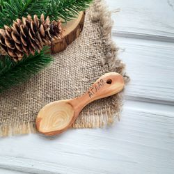 Personalized hand carved wooden baby spoon