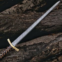 Viking Sword Gift, Viking Mythology Damascus Steel Sword, Custom Handmade Hunting Sword