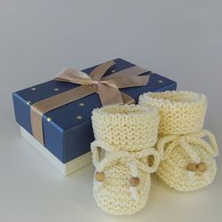 Pregnancy gift, Knitted baby booties, Cute newborn shoes, Cotton new baby socks, Cozy newborn booty