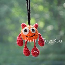 car charm halloween car accessories, tiny personalized monster car decor for sister monster by KnittedToysKsu
