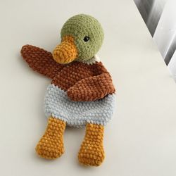 Crochet  Duck Lovey Pattern, Crochet Snuggler, Crochet Lovey Pattern, Baby Lovey Blanket, Crochet Mallard Duck