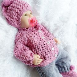 Glorious knitted outfit for reborn doll 55 cm, 22 inches