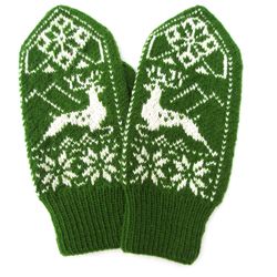 Men wool mittens hand knitted Norwegian winter mittens with deer merino wool hand warmers for men Christmas gift for Him
